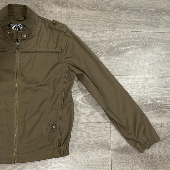 NWOT Volcom Women's Frochickie 2 Lovin Phoebe Brown Zip Up Canvas Moto Jacket XL - Picture 4 of 16